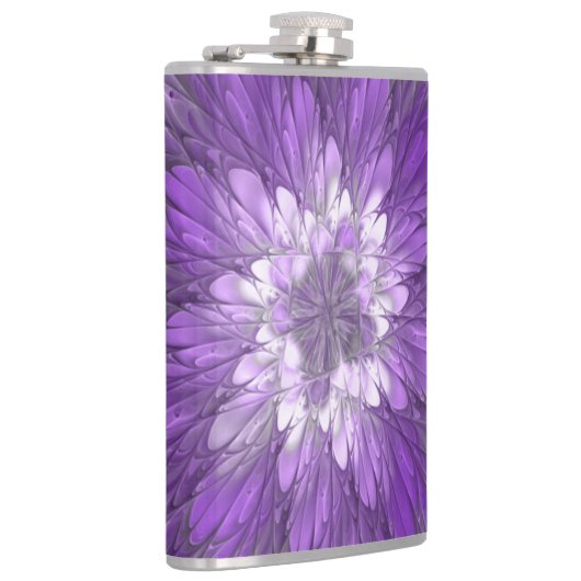 Psychedelic Paarse Flower Abstract fractal Art Heupfles (Rechts)