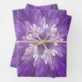 Psychedelic Paarse Flower Abstract fractal Art Inpakpapier Vel (In situ)