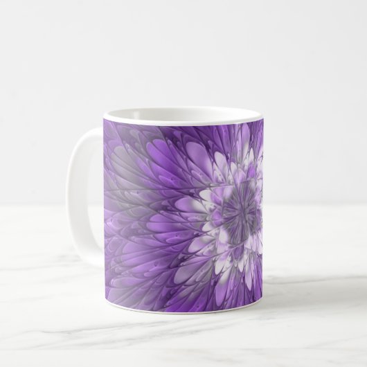 Psychedelic Paarse Flower Abstract fractal Art Koffiemok (Voorkant links)