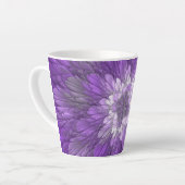 Psychedelic Paarse Flower Abstract fractal Art Latte Mok (Linkerhoek)