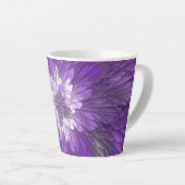 Psychedelic Paarse Flower Abstract fractal Art Latte Mok (Rechterhoek)