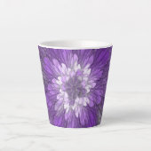 Psychedelic Paarse Flower Abstract fractal Art Latte Mok (Voorkant)