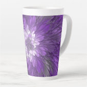 Psychedelic Paarse Flower Abstract fractal Art Latte Mok (Rechterhoek)