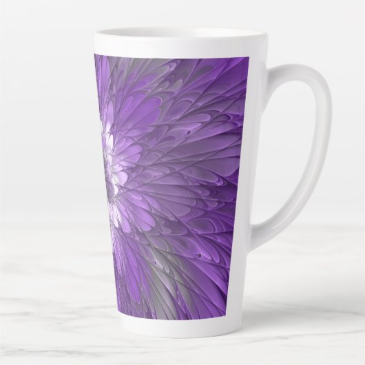 Psychedelic Paarse Flower Abstract fractal Art Latte Mok (Rechts)