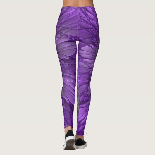 Psychedelic Paarse Flower Abstract fractal Art Leggings (Achterkant)