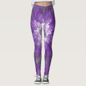Psychedelic Paarse Flower Abstract fractal Art Leggings (Voorkant)