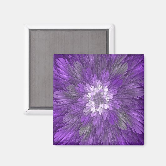 Psychedelic Paarse Flower Abstract fractal Art Magneet (Voorkant / Achterkant)