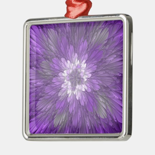 Psychedelic Paarse Flower Abstract fractal Art Metalen Ornament (Links)