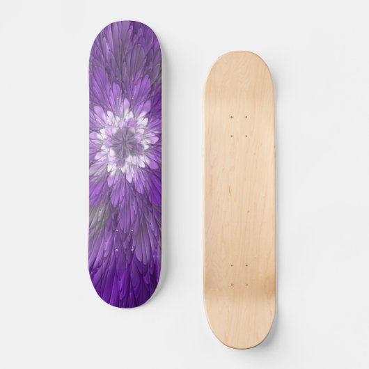 Psychedelic Paarse Flower Abstract fractal Art Persoonlijk Skateboard (Voorkant)