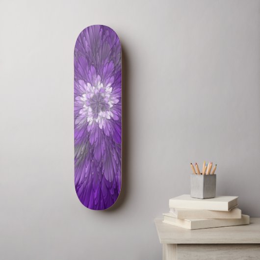 Psychedelic Paarse Flower Abstract fractal Art Persoonlijk Skateboard (Muurkunst)