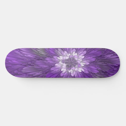 Psychedelic Paarse Flower Abstract fractal Art Persoonlijk Skateboard (Horizontaal)
