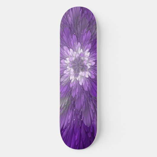 Psychedelic Paarse Flower Abstract fractal Art Persoonlijk Skateboard (Voorkant)