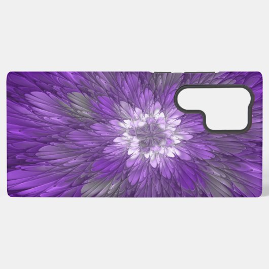 Psychedelic Paarse Flower Abstract fractal Art Samsung Galaxy Hoesje (Achterkant horizontaal)