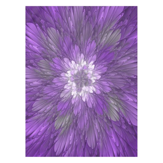 Psychedelic Paarse Flower Abstract fractal Art Tafelkleed (Voorkant)