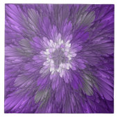 Psychedelic Paarse Flower Abstract fractal Art Tegeltje (Voorkant)