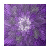 Psychedelic Paarse Flower Abstract fractal Art Tegeltje (Voorkant)