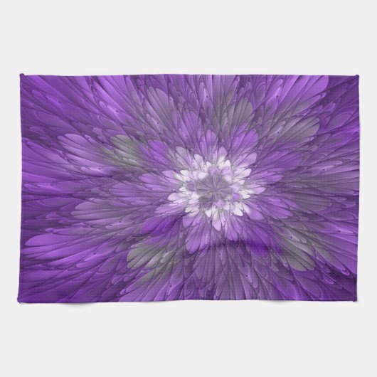 Psychedelic Paarse Flower Abstract fractal Art Theedoek (Horizontaal)