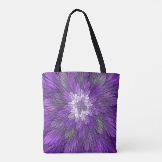 Psychedelic Paarse Flower Abstract fractal Art Tote Bag (Achterkant)