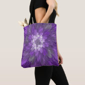 Psychedelic Paarse Flower Abstract fractal Art Tote Bag (Dichtbij)