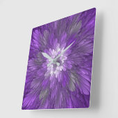 Psychedelic Paarse Flower Abstract fractal Art Vierkante Klok (Hoek)