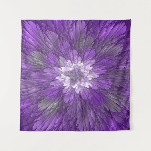 Psychedelic Paarse Flower Abstract fractal Art Wandkleed (Voorkant (horizontaal))