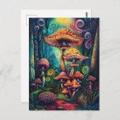 Psychedelic paddenstoelen Funky kleurrijke kunstwe Briefkaart (Voorkant / Achterkant)
