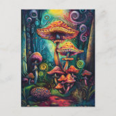 Psychedelic paddenstoelen Funky kleurrijke kunstwe Briefkaart (Voorkant)