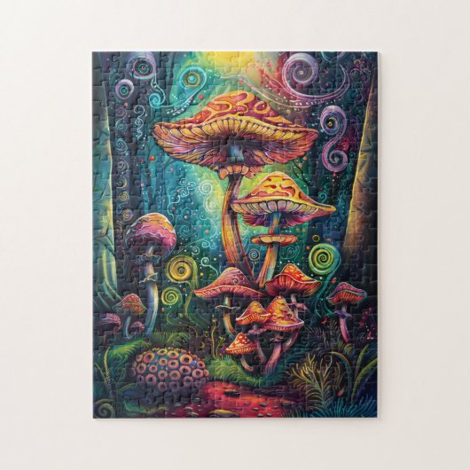 Psychedelic paddenstoelen Funky kleurrijke kunstwe Legpuzzel (Verticaal)