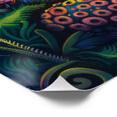 Psychedelic paddenstoelen Funky kleurrijke kunstwe Perfect Poster (Hoek)