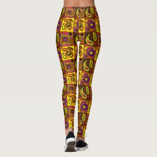 Psychedelic Paisley Check Print Leggings (Achterkant)