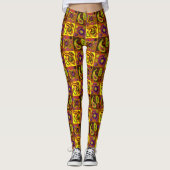 Psychedelic Paisley Check Print Leggings (Voorkant)