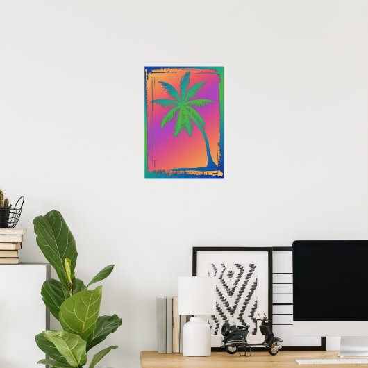 Psychedelic Palm Tree Poster (Thuiskantoor)