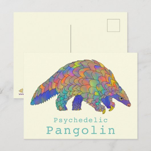 Psychedelic Pangolin Endangered Species Animal Art Briefkaart (Voorkant / Achterkant)