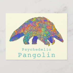 Psychedelic Pangolin Endangered Species Animal Art Briefkaart