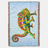 Psychedelic Panther Chameleon Throw Deken (Voorkant Verticaal)