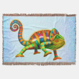 Psychedelic Panther Chameleon Throw Deken