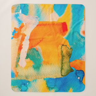Psychedelic Paper. Klassiek blauw en Lush Lava Red Sherpa Deken