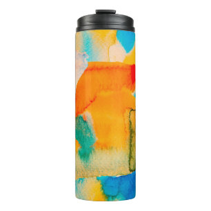 Psychedelic Paper. Klassiek blauw en Lush Lava Red Thermosbeker