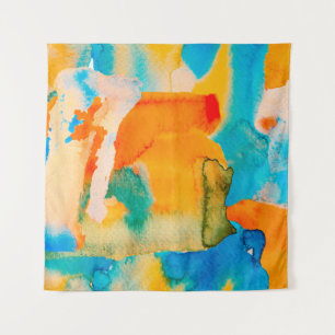 Psychedelic Paper. Klassiek blauw en Lush Lava Red Wandkleed