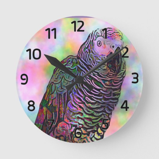 Psychedelic Parrot Ronde Klok (Voorkant)