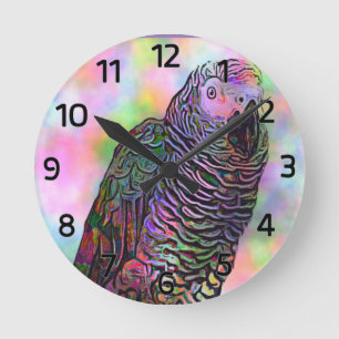 Psychedelic Parrot Ronde Klok