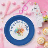 Psychedelic Party like it's Amanita Mushroom 1969 Papieren Bordje (Feest)