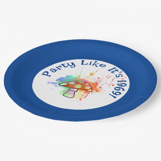 Psychedelic Party like it's Amanita Mushroom 1969 Papieren Bordje (Gekanteld)