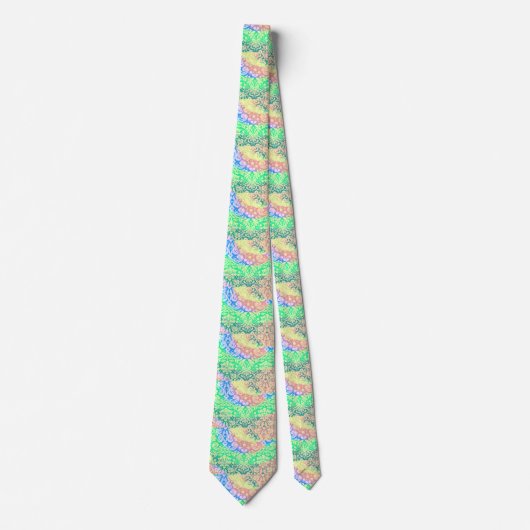 Psychedelic Pastel Tie Dye Hippie Retro Stropdas (Voorkant)