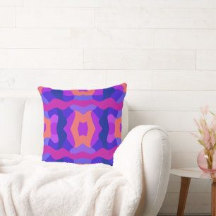 Psychedelic Patchwork Paarse Roze Sinaasappel Kussen