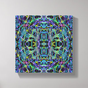 Psychedelic Pattern in Groen, Paars en zwart Canvas Afdruk