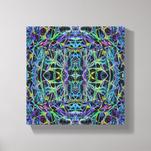 Psychedelic Pattern in Groen, Paars en zwart Canvas Afdruk (Voorkant)