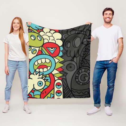 Psychedelic Patterns Fleece Deken (In situ)
