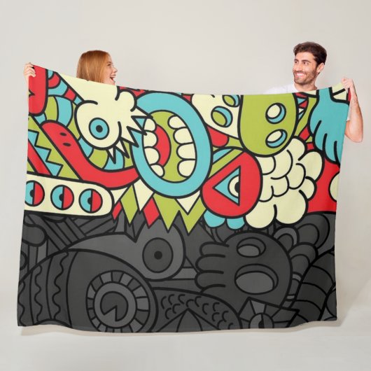 Psychedelic Patterns Fleece Deken (In situ)