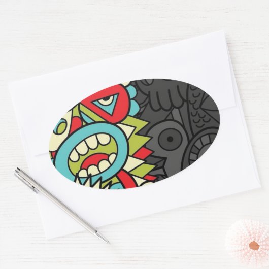 Psychedelic Patterns Ovale Sticker (Envelop)